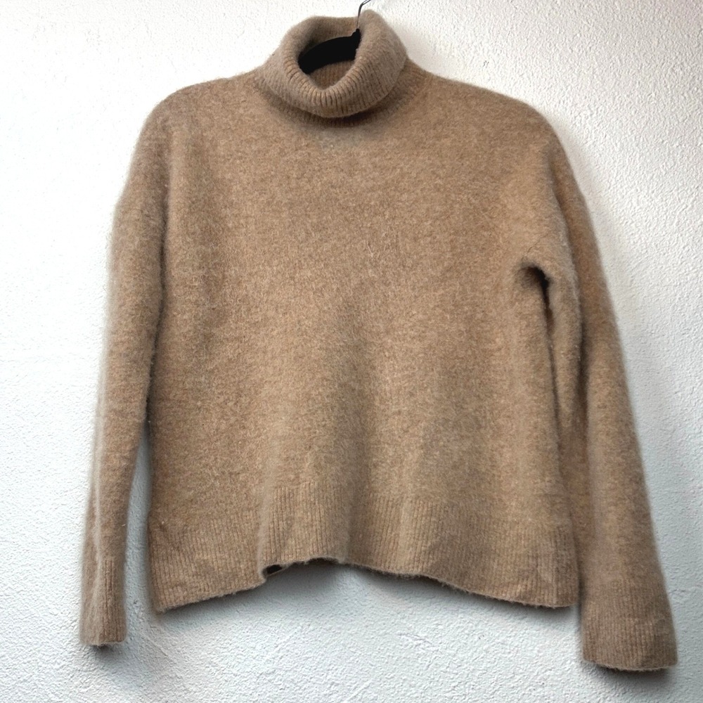 L.L.Bean Tan Cashmere Turtleneck Sweater - XL - Soft Fuzzy Warm Classic Cozy
